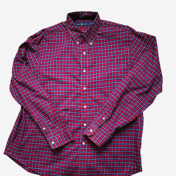 Ralph Lauren Other - Ralph Lauren Men’s Button Down Shirt XL Red Blue Plaid Long Sleeve Cotton